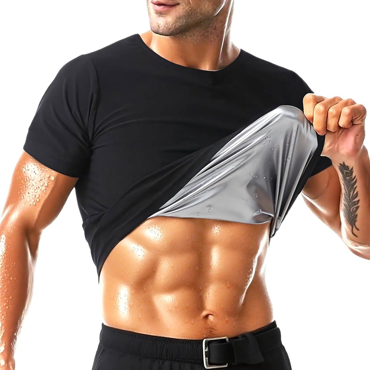 Skiennix Sauna Shirt for Men - Short Sleeve Compression Vest for Effective Sweat & Body Shaping