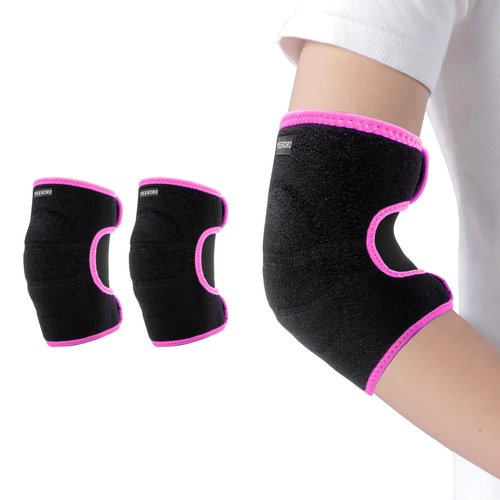 YEEKORO Kids Elbow Brace Arm Sleeve, Adjustable Sport Elbow Protector Breathable Elbow Sleeve with Double Magic Stick Compression Elbow Sleeve Elbow Support for Tennis Football Cycling Golf Basketball