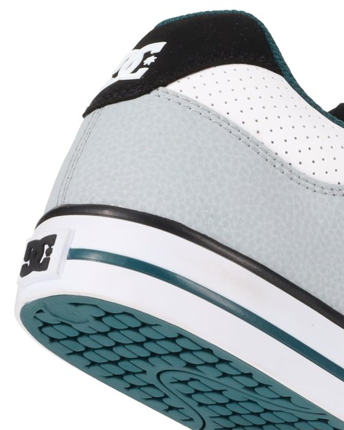 DC Men's Pure Skate Shoe, White/Black/Teal, 6.5