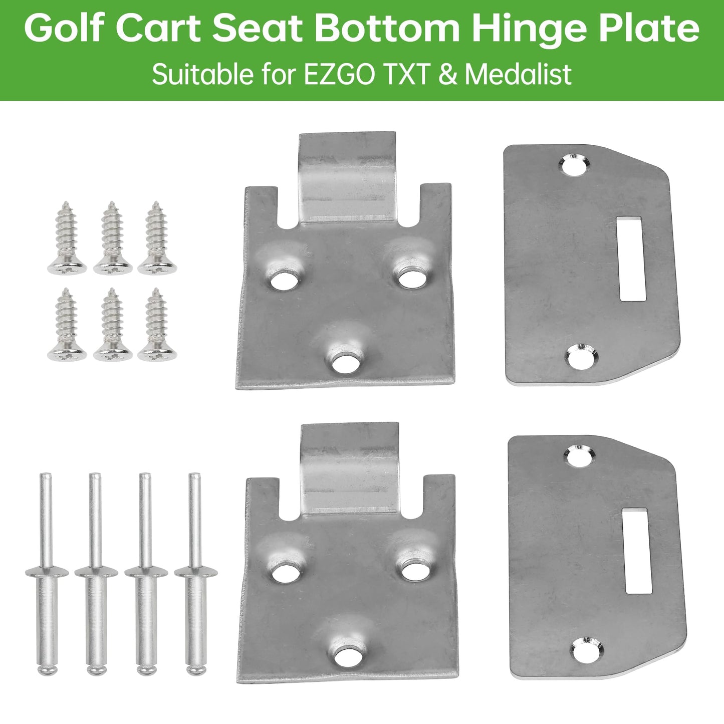 10L0L Golf Cart Seat Bottom Hinge Plate for EZGO(1995-up) TXT/Medalist Golf Cart Set of 2, Replaces OEM# 71610G01 71609G01