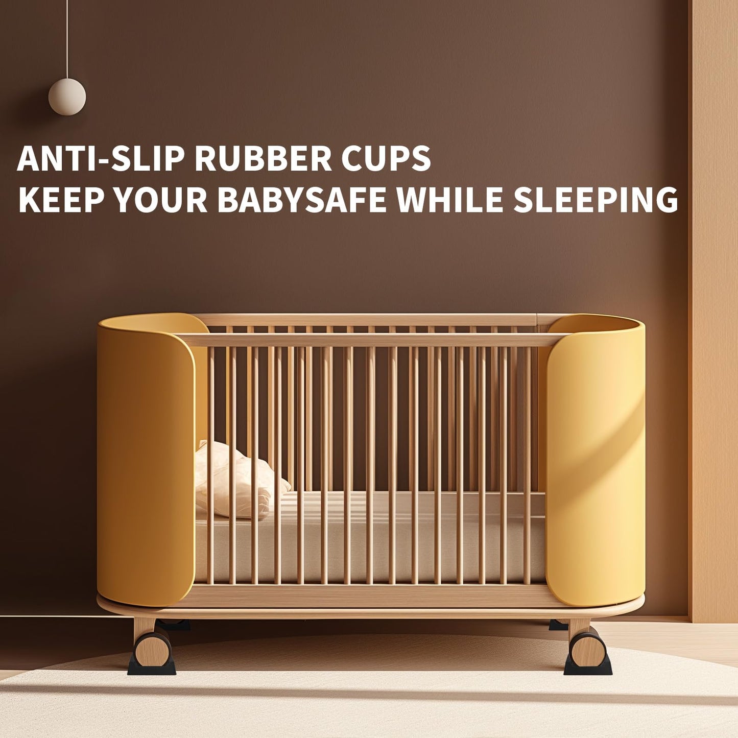 Ezprotekt 4 Pcs Non Slip Rectangle Furniture Caster Cups, 2.9" x 2.3" Silicone Non Skid Furniture Pads Coasters for Hardwoods Floors, Bed Couch Wheel Stoppers to Prevent Sliding (Black)