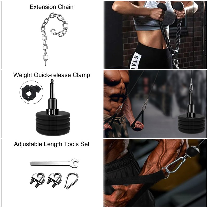 ASIEIT Weight Pulley System for Home Gym, Upgraded Cable Pulley Attachments for Garage Gym, Durable Cable Machine for LAT Pull Down, Biceps Curl, Tricep, Shoulder Workout