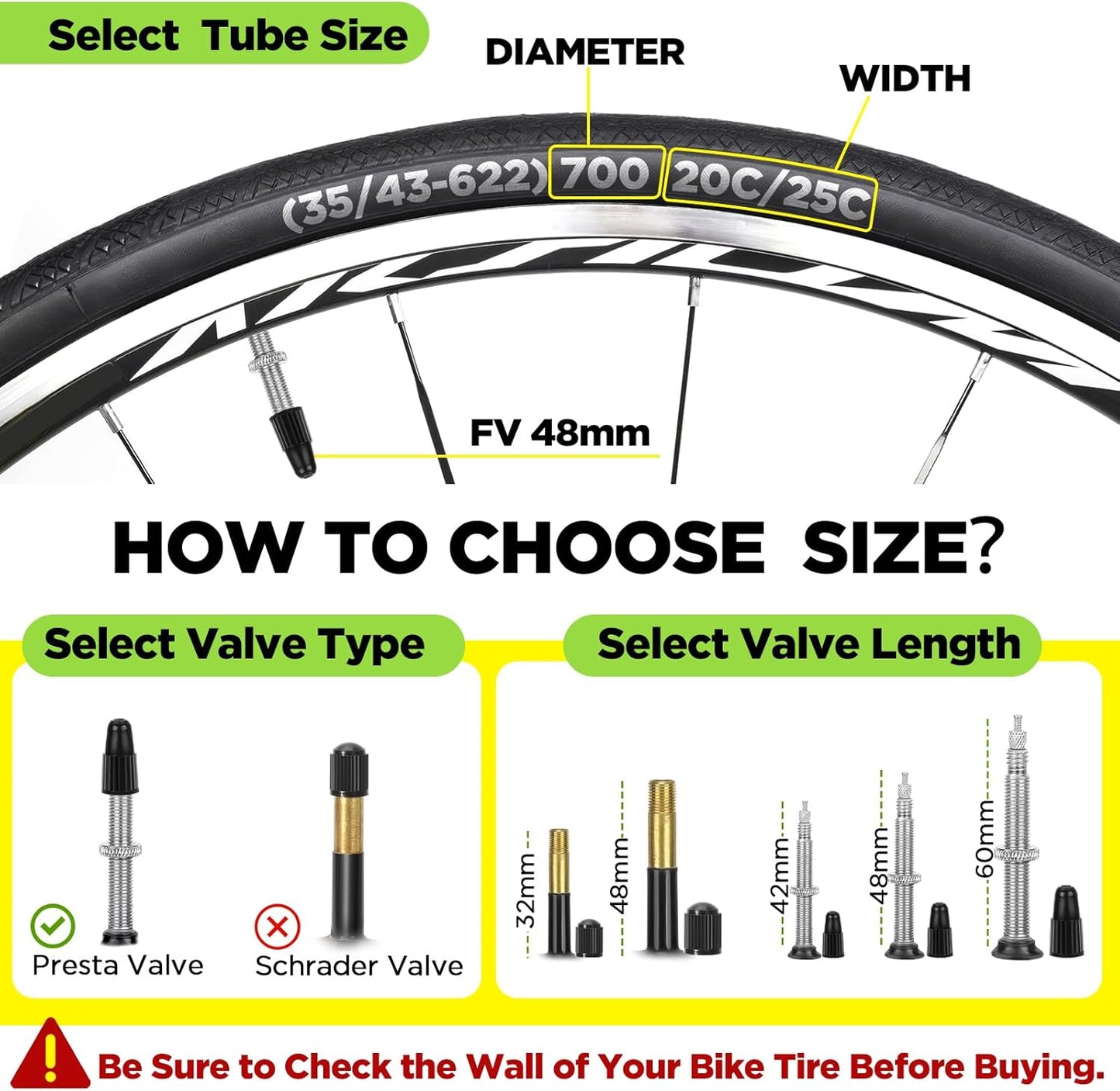 700C Bike Tube - Butyl 2 Pack with Tire Levers | Compatible with 700x20C-25C Sizes
