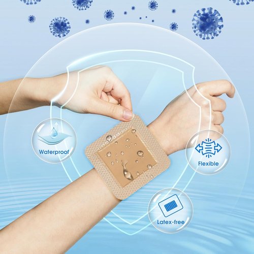 General Medi Waterproof Silicone Foam Island Dressing - 10 Sterile 4" x 4" Wound Care Pads | Soft & Highly Absorbent