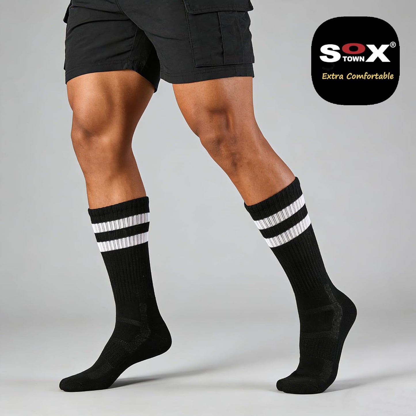 SOX TOWN Cushioned Crew Athletic Socks - Moisture-Wicking & Breathable for Men & Women