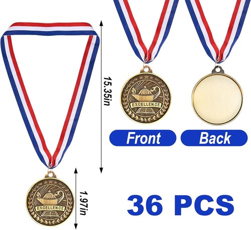 GOLDGE 36 Pcs Bronze Winner Medals - 2'' Awards with Neck Ribbons for Academic Competitions & Graduations