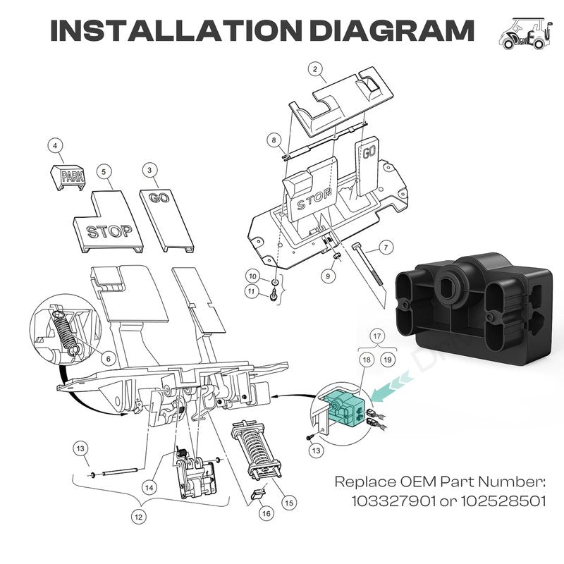 DRIVE UP MCOR Motor Controller for 2004-2011 Golf Cart, Club Car Precedent MCOR Potentiometer Accelerator, Replace 103327901