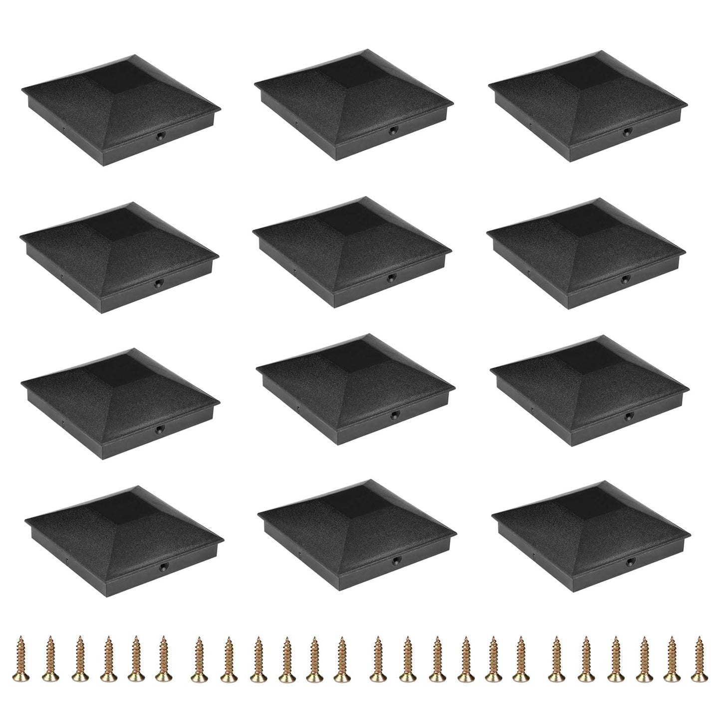 4x4 (3.5inx3.5in) Fence Post Caps, Deck Post Plastic Caps with Screws, Keep Post from Cracking and Rotting, for Outdoor Post Caps Cover, Fence Wood Post, Decking, Corridors, Waterproof (12 Pack)