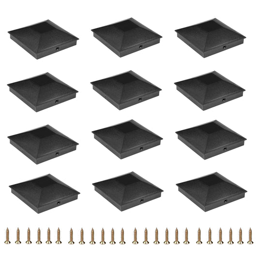 4x4 (3.5inx3.5in) Fence Post Caps, Deck Post Plastic Caps with Screws, Keep Post from Cracking and Rotting, for Outdoor Post Caps Cover, Fence Wood Post, Decking, Corridors, Waterproof (12 Pack)