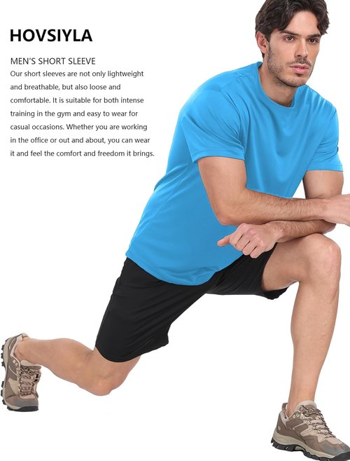 HovSiyla Athletic Workout Shirts for Men - Quick Dry Short Sleeve Performance Tee | 1/5 Pack