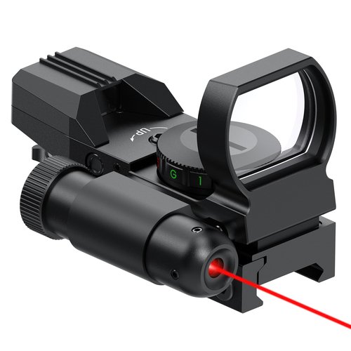 Feyachi Reflex Sight - 4 Reticle Red & Green Dot Sight Optics with Red Laser Sight Less Than 5mW Output for Picatinny Rails