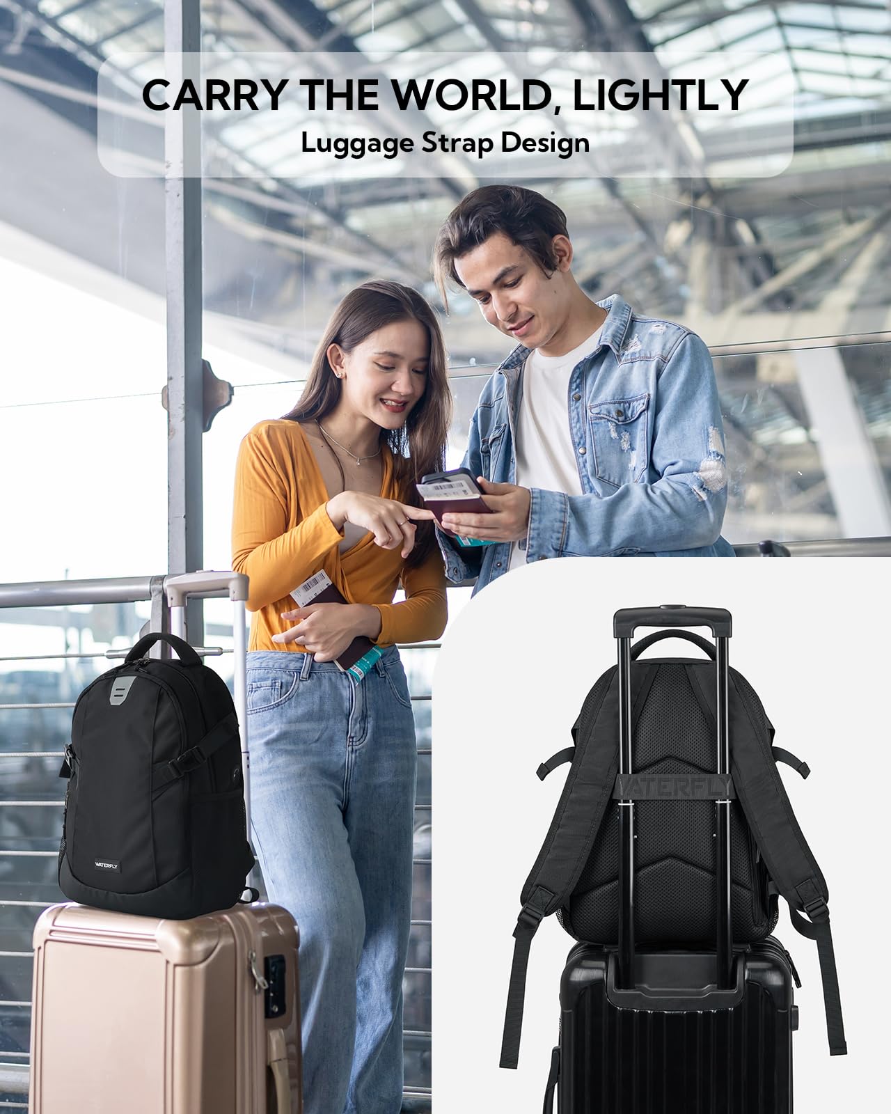 WATERFLY Small Casual Travel Backpack: 20L for Men Women Work Commuter Everyday EDC Daypack Hiking Gym Sport Workout Blue