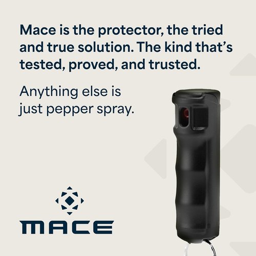 Mace Pepper Spray - Maximum Strength OC Formula with UV Dye | Ergonomic Grip & Keychain | 12 Feet Range, 0.42 oz