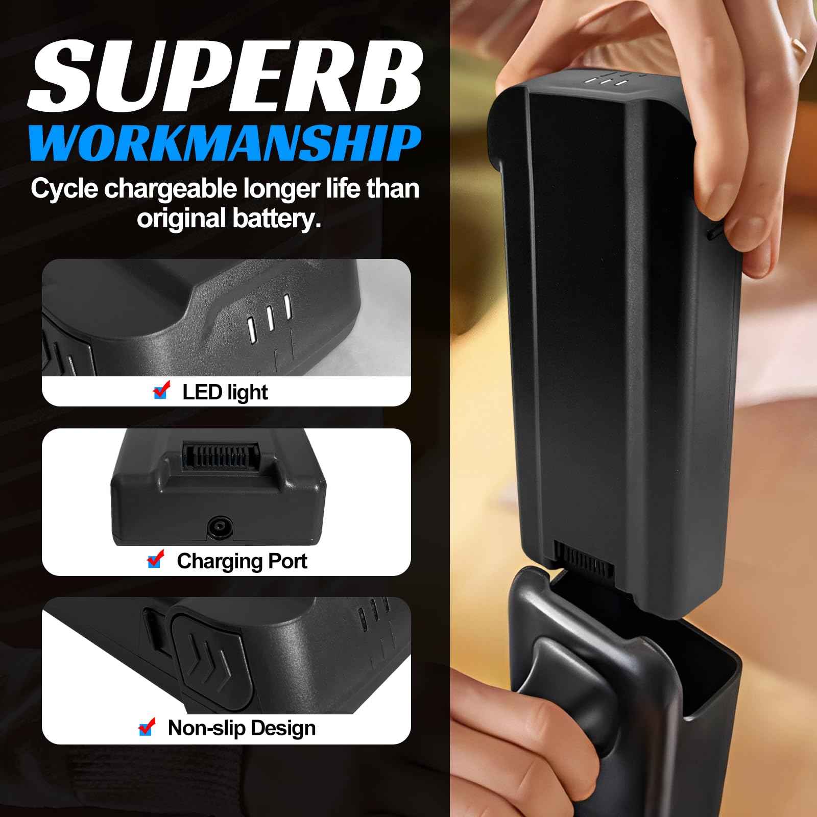 BooNer Battery for Bissell PowerClean FurGuard & FurFinder Cordless Vacuum, Replacement for Battery Model 4143,4141, Compatible wtih Bissell PowerClean Series Vacuum Model 4039,4052,4173,etc (Gray)