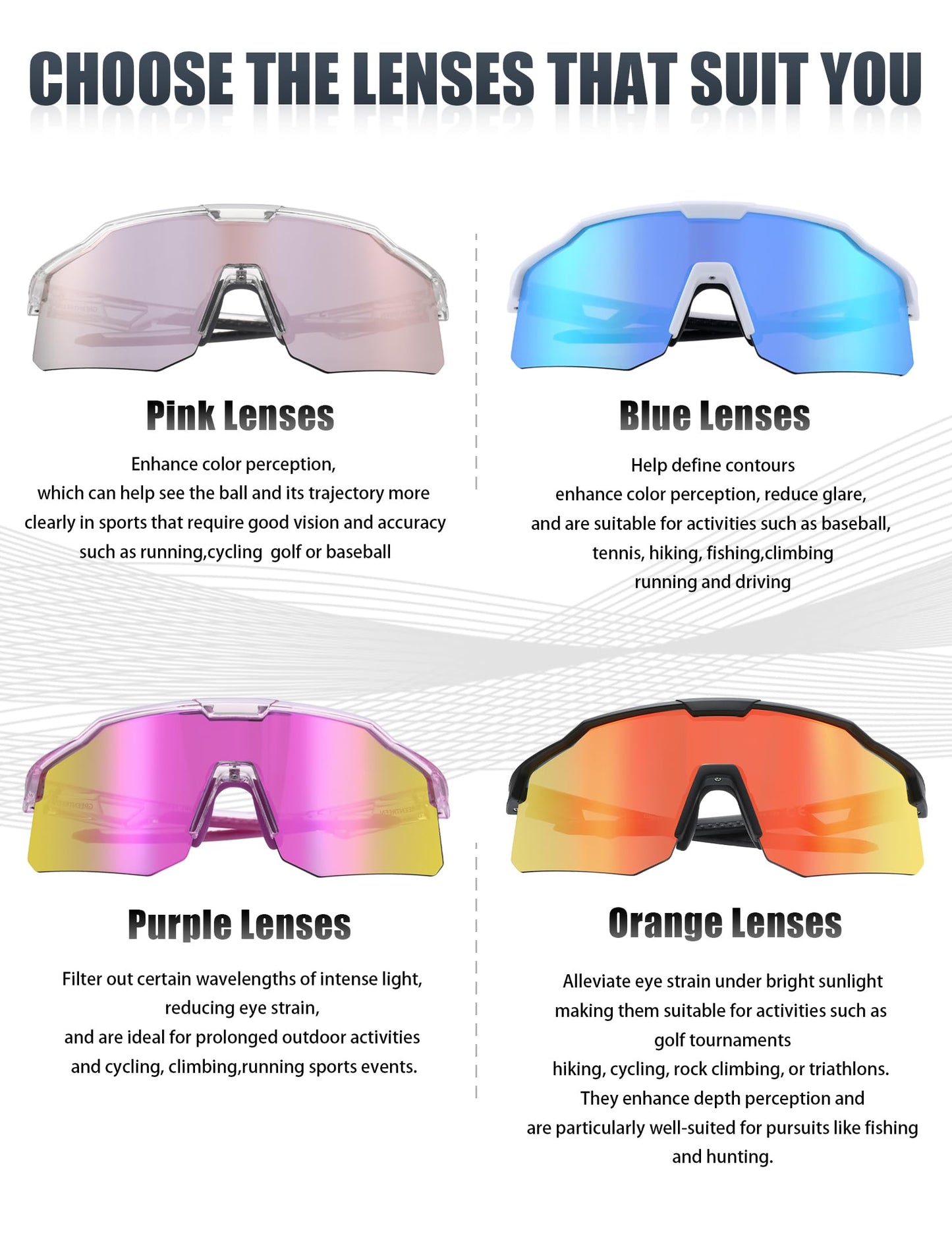 GREENTREEN Sports Sunglasses for Men Women: Lightweight Frame Blocks Harmful UVA and UVB rays lenses -Ideal for outdoor running te pickleball Tennis and golf