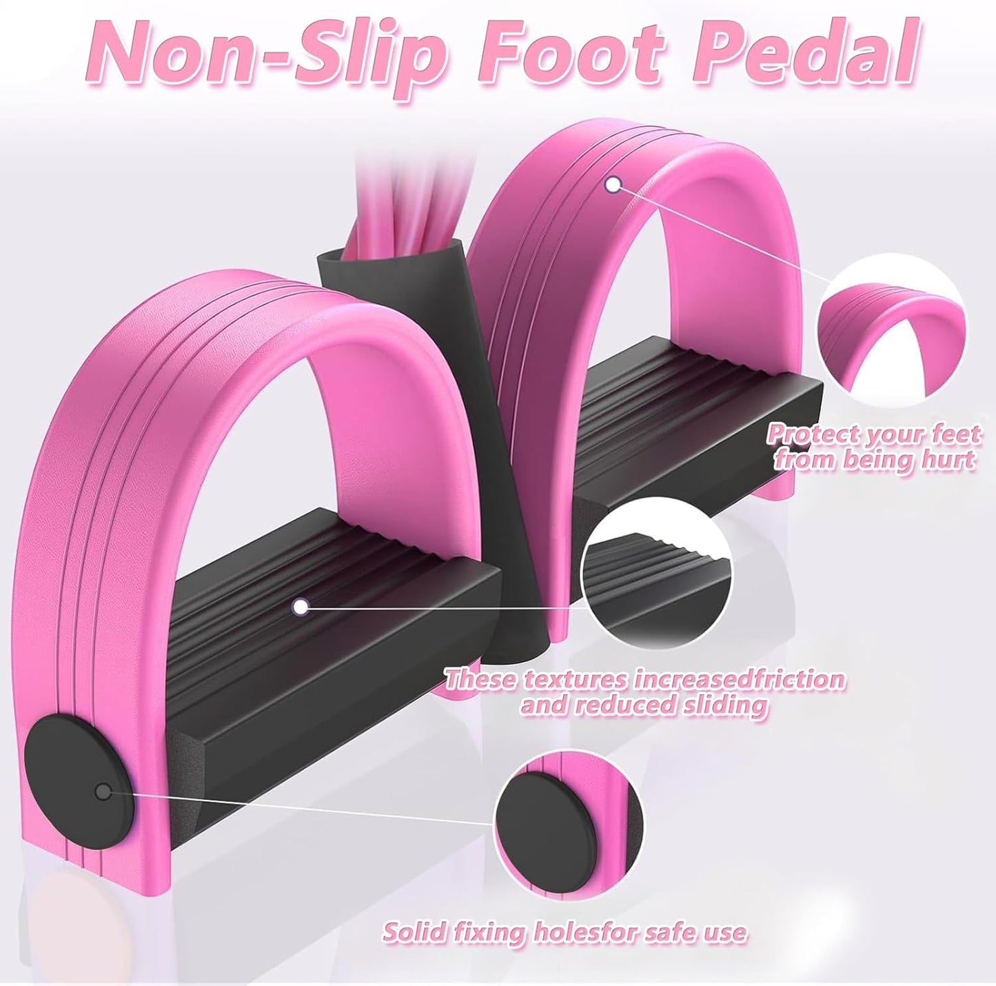 Pedal Resistance Band by [Brand Name] - Natural Rubber Foot Resistance Training with Handles | Pink