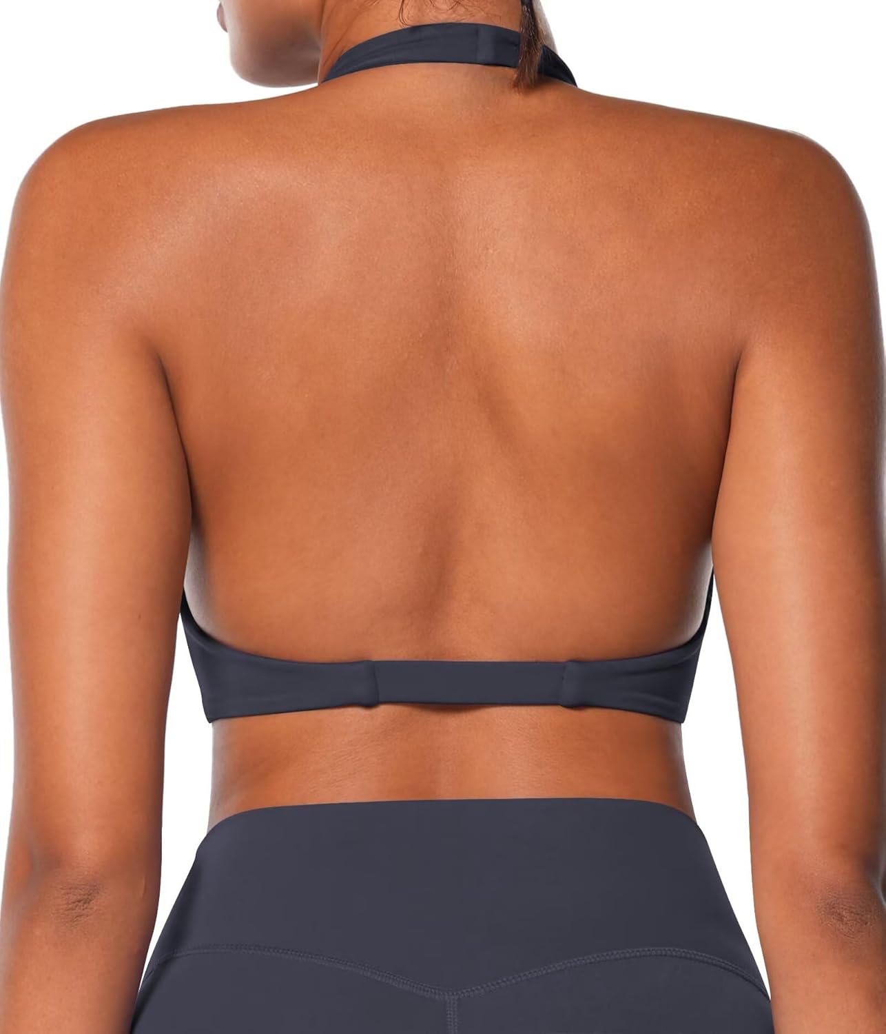 Sunzel Women's Sports Bra - Halter Neck Twist Front Yoga Crop Top with Removable Pads | Open Back V Neck Design