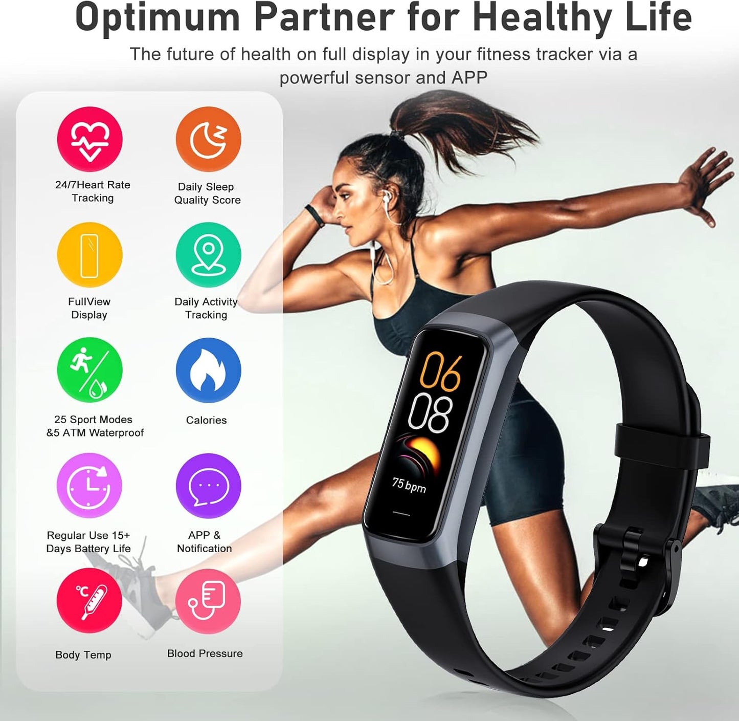 Skiennix Fitness Tracker - 24/7 Heart Rate Monitor, Blood Oxygen & Sleep Tracking | Waterproof Smart Watch for Men & Women