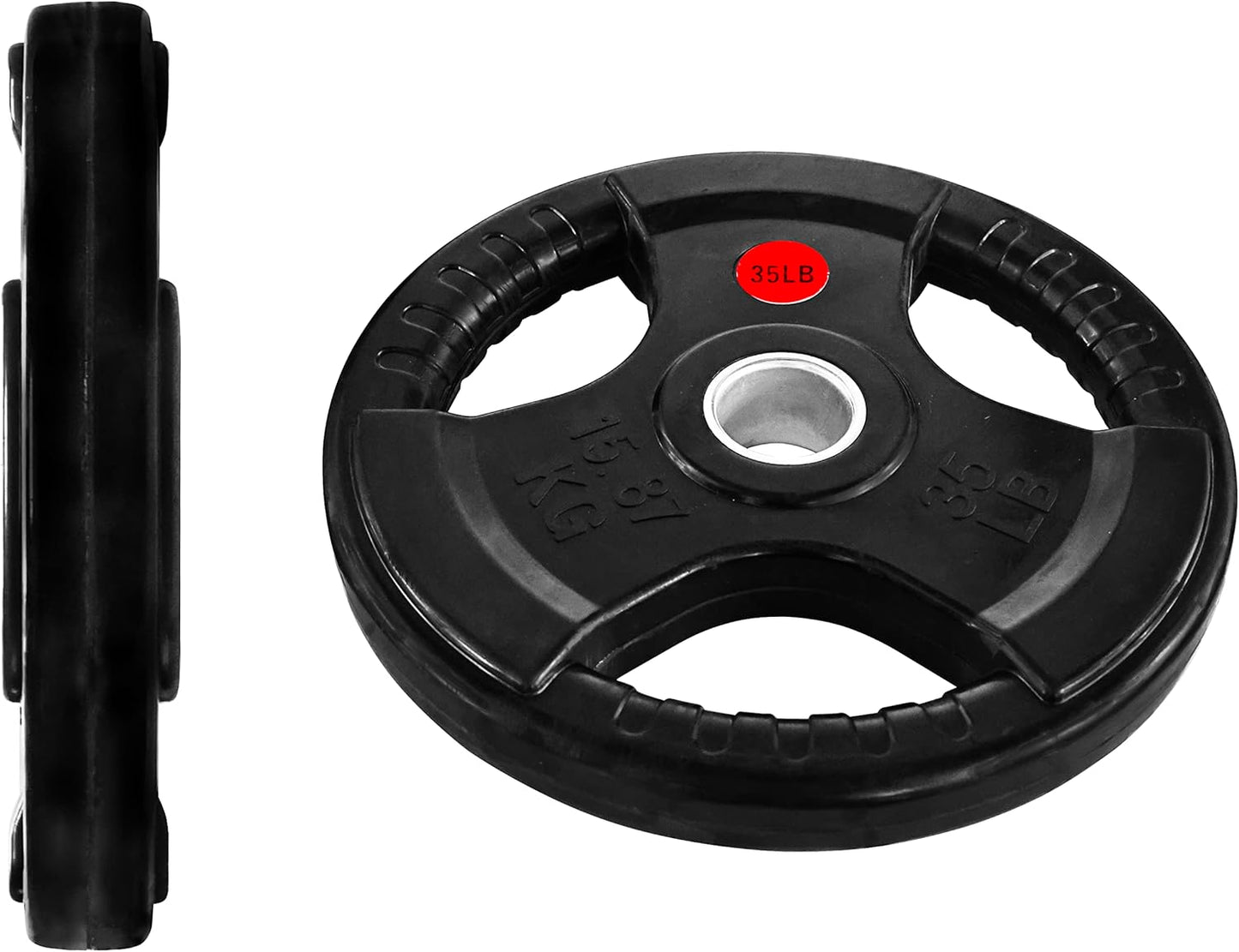 Signature Fitness Olympic Weight Plates - 2-Inch Cast Iron for Strength Training | 35LB Pair