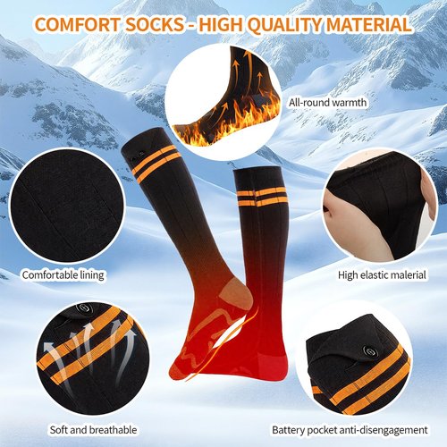 Graciadeco Heated Socks for Men Women, Socks Foot Warmers, Rechargeable Heated Outdoor Camping Skiing Hunting