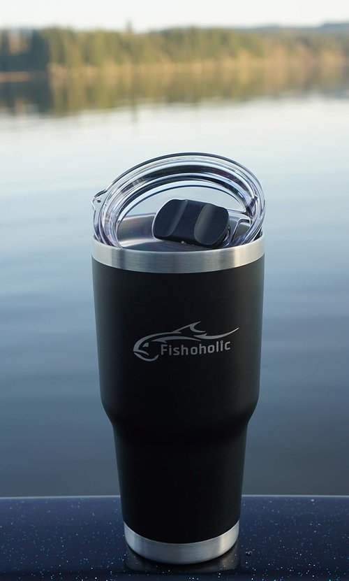 Fishoholic Tumbler - 20oz/30oz Stainless Steel Mug with Magnetic Slide Lid | Double Wall, Vacuum Insulated for Hot & Cold Drinks