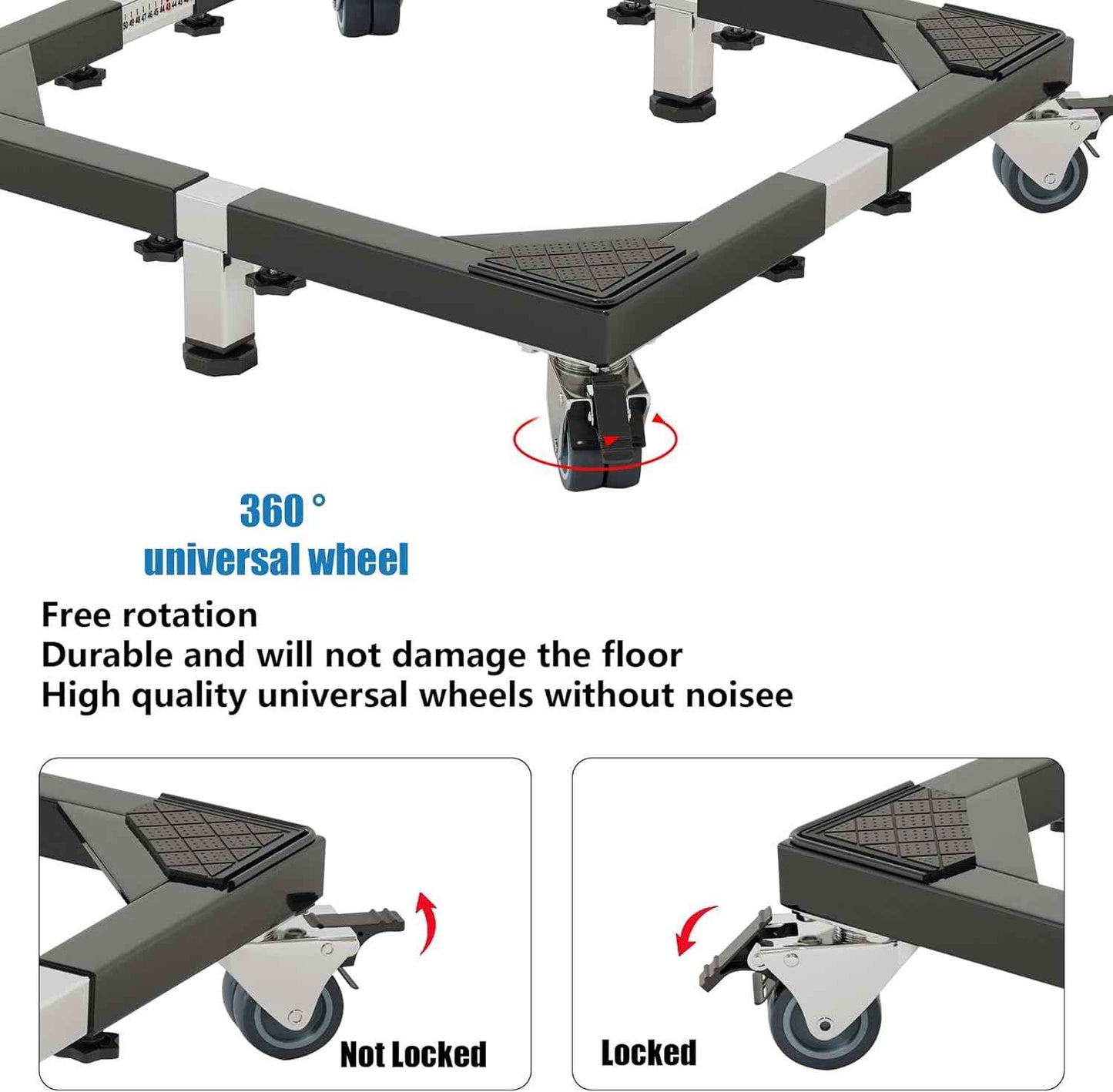 Heavy Duty Stainless Steel Mini Fridge & Washer Dryer Stand with 4 Strong Feet - Universal Appliance Base (Large)