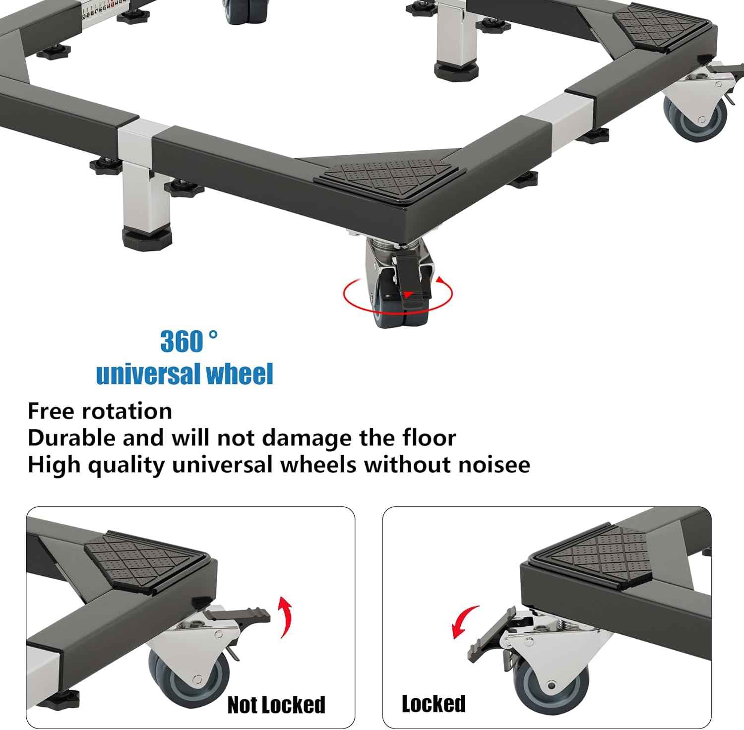 Heavy Duty Stainless Steel Mini Fridge & Washer Dryer Stand with 4 Strong Feet - Universal Appliance Base (Large)