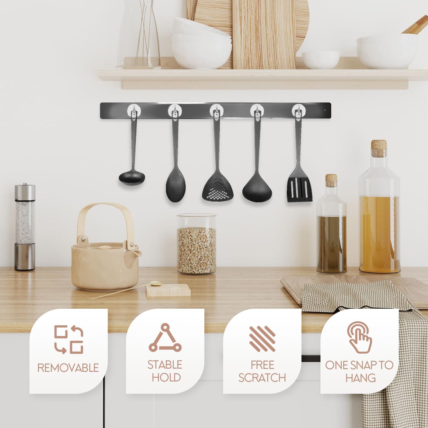 Neosmuk Magnetic Hooks, Heavy Duty 170lb+ Strong Magnets for Cruise Cabins, Ship Essentials, Large Metal Hooks for Hanging on Fridge(Silver,Pack of 4)