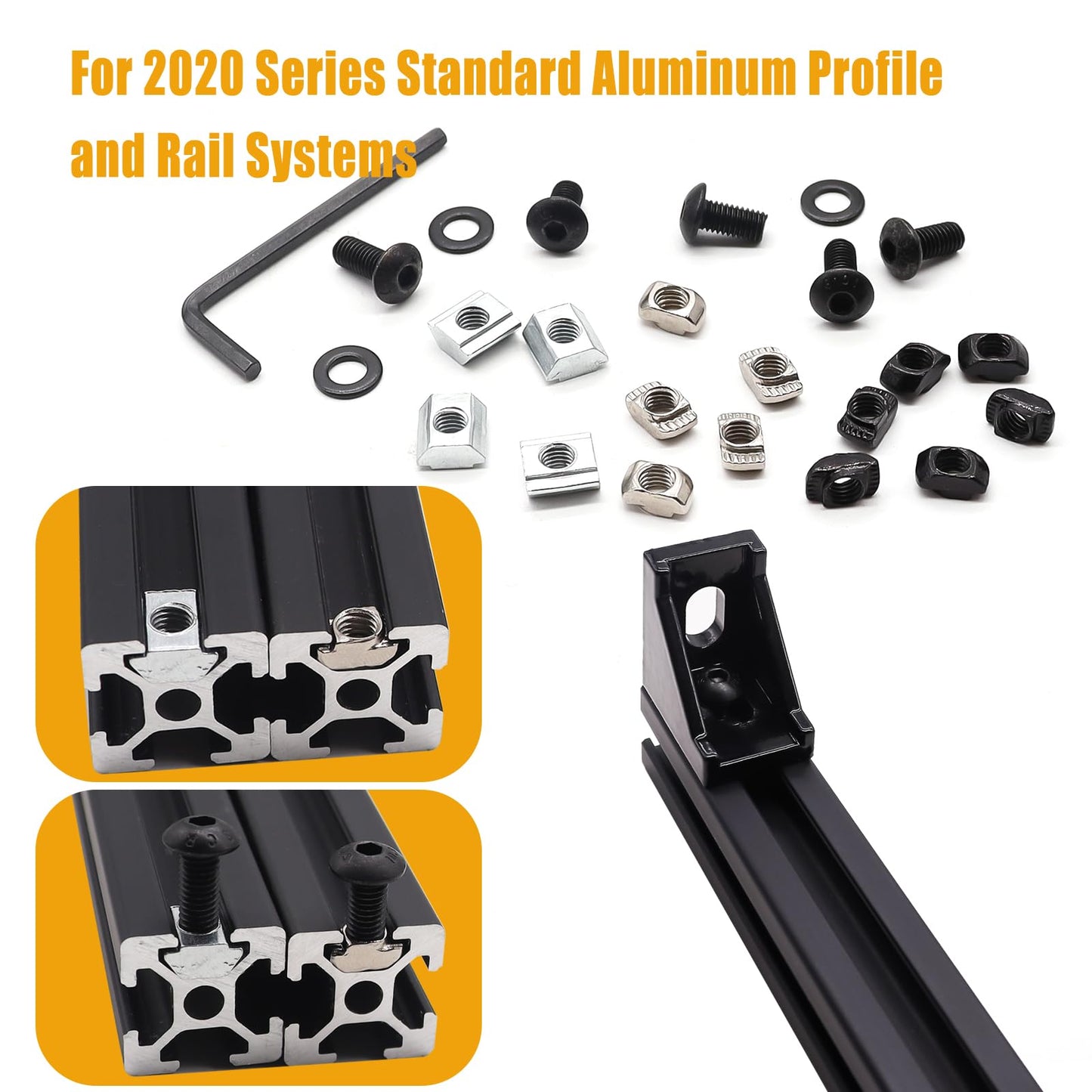 weideer 275PCS M5 T-Nuts Screws Assortment Kit,M5 T-Sliding Nut Hexagon Socket Screw T-Nuts Washers for Mlok Screws and Nuts Replacement Sets for 2020 Series Aluminum