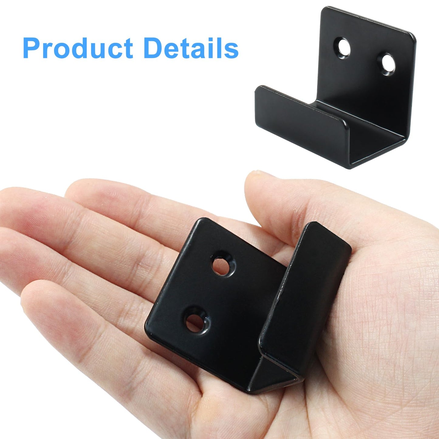 Moicstiy 6 Pack Wall Hanger Fastener, Stainless Steel Wall Mount Brackets Hook with 25 mm Inner Width Heavy Duty Tile Hangers for Ceramic Display (Black)