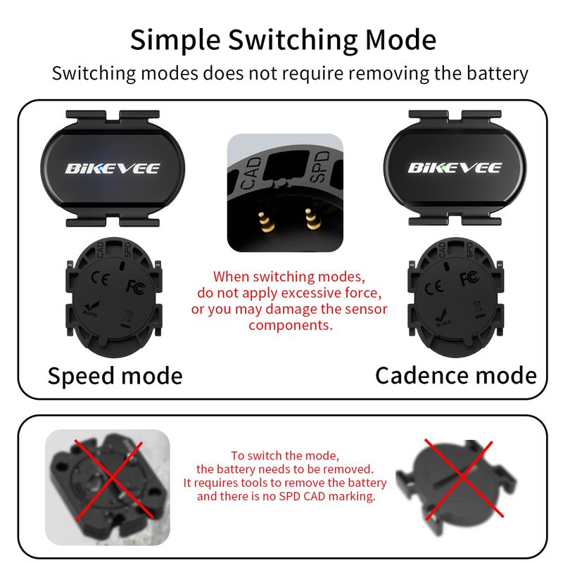 Bikevee Cadence & Speed Sensor for Cycling, Wireless Bluetooth & ANT+ RPM Sensor for Road, Spin & Indoor Bikes, Compatible with Zwift