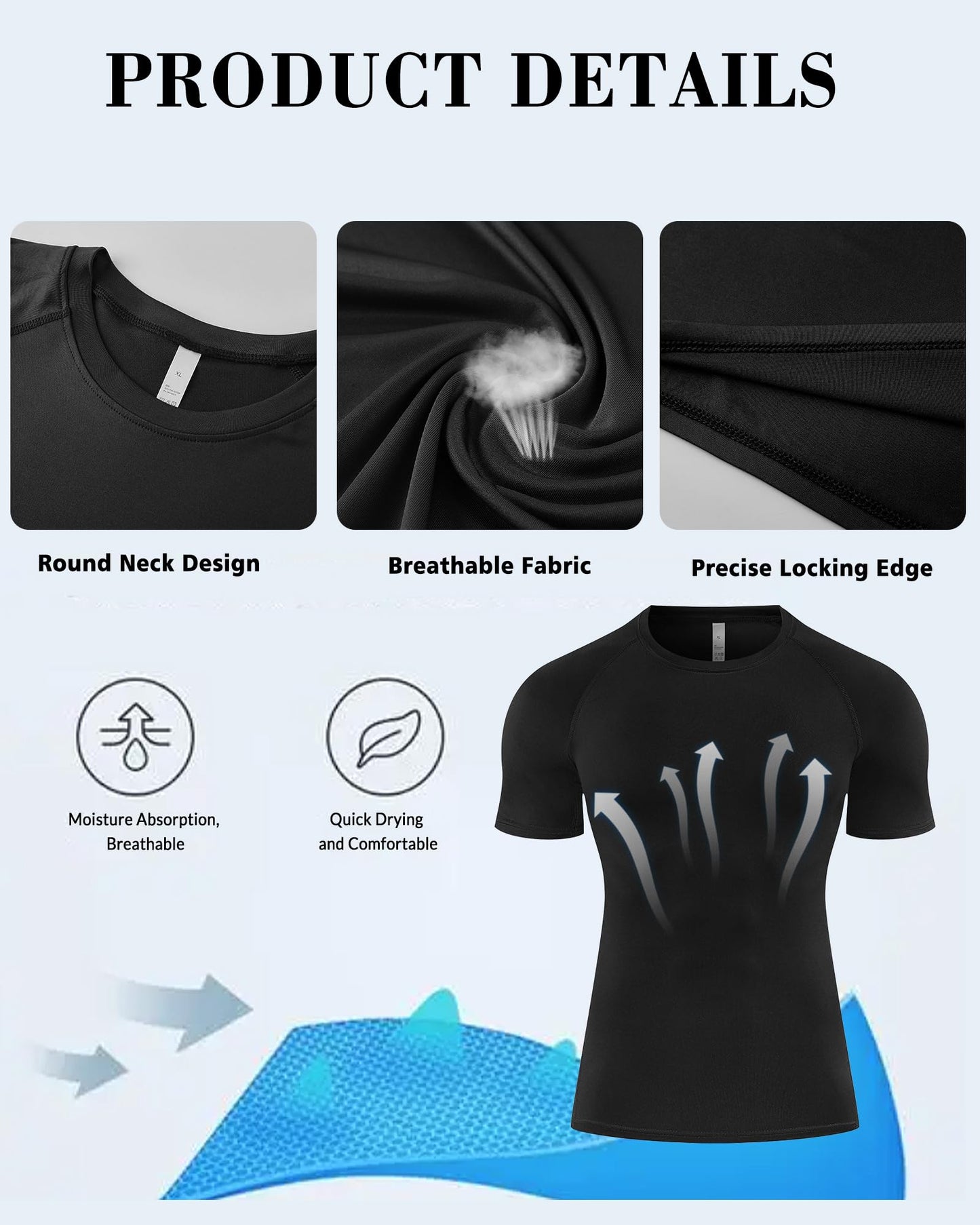 Antoyo 5 Pack Compression Shirt Men Short Sleeve Athletic Base Layer Tops