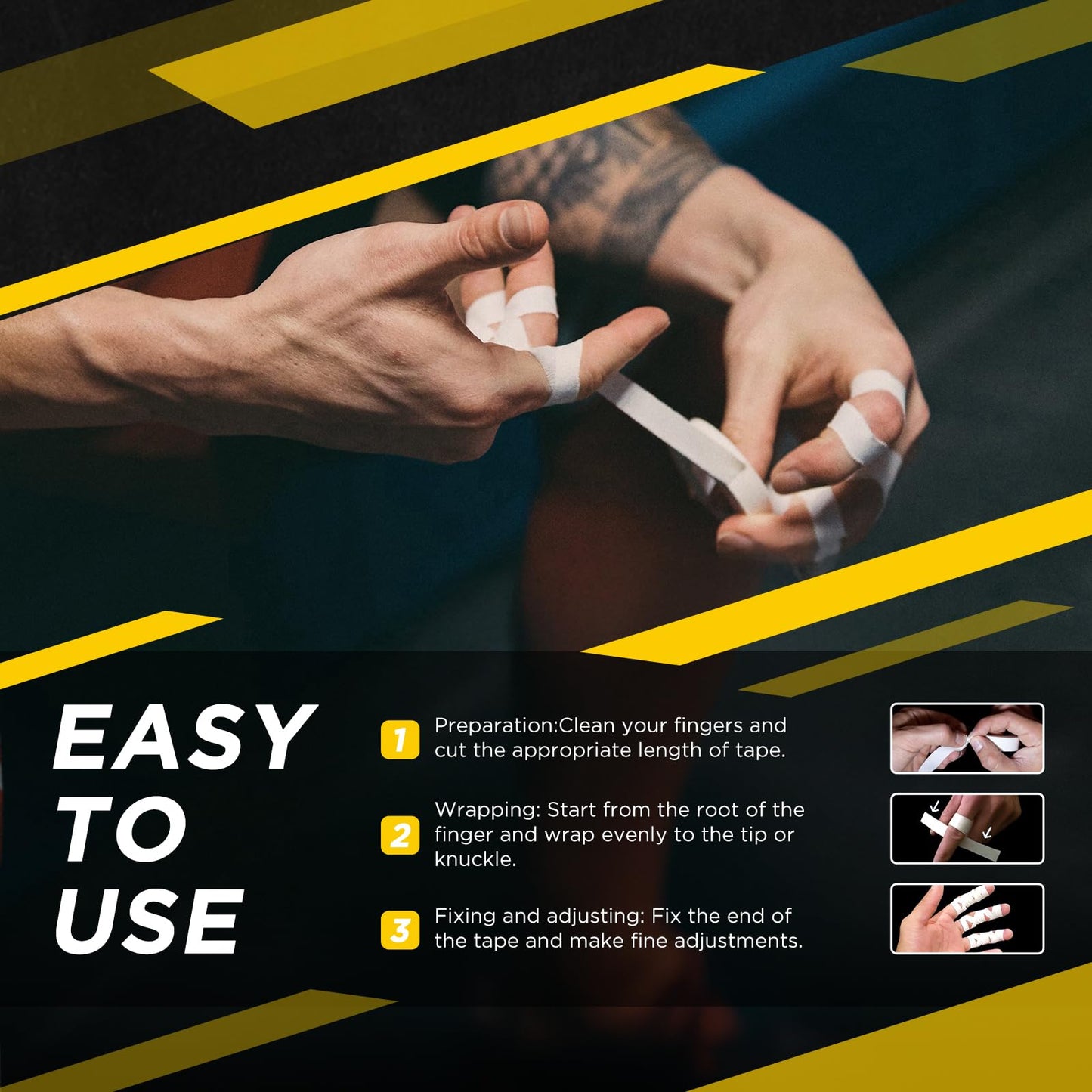 OK TAPE Athletic Finger Tape (10Rolls 450FT), Finge Wrap Tape, Extra Strong Adhesive Finger Support and Protect Tape, Hand Grip Tape for Rock Climbing, MMA, Jiu Jitsu, Volleyball, White
