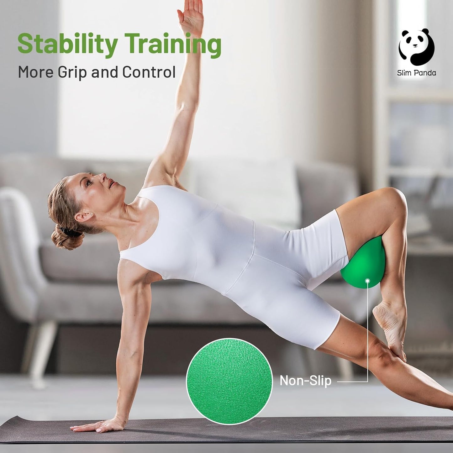 Slim Panda Pilates Ball - 9 Inch Anti-Burst Mini Yoga Ball for Stability & Core Strength