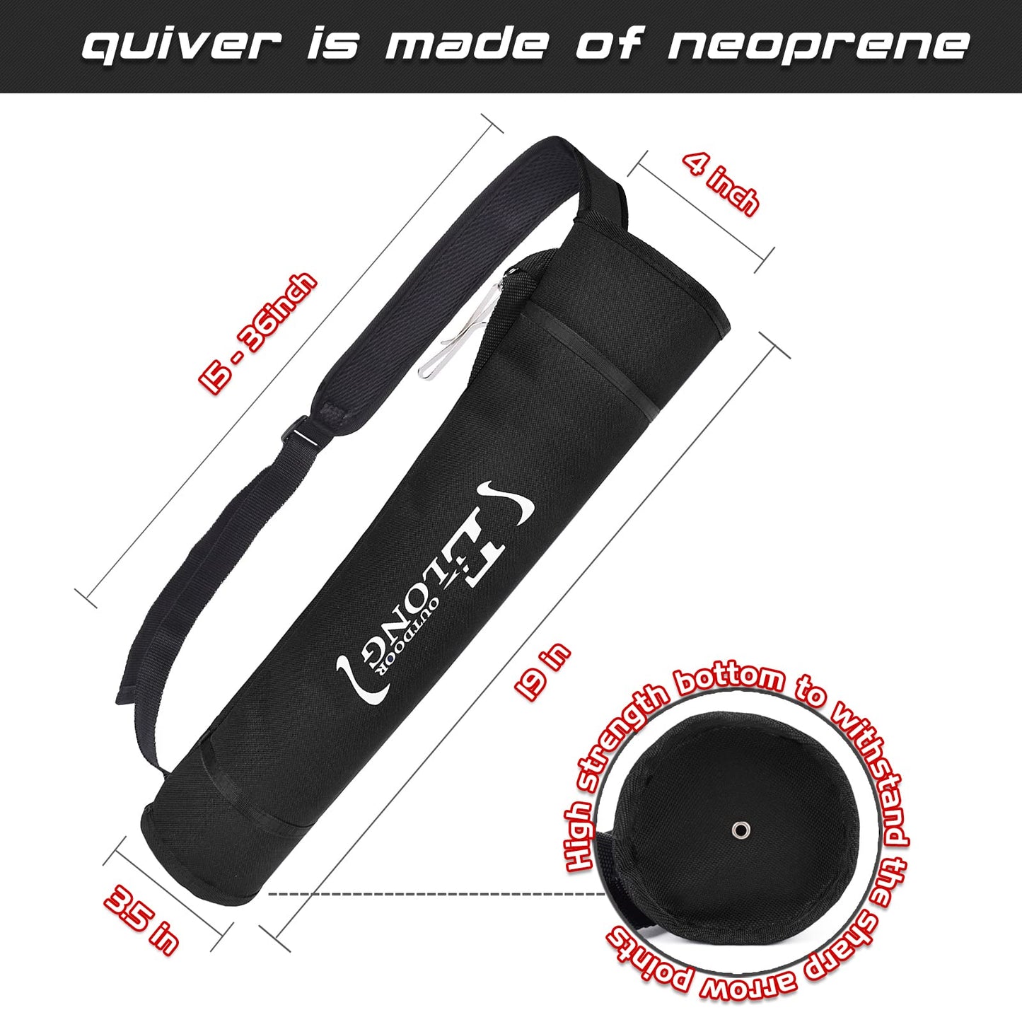 Elong Adjustable Archery Back Arrow Quiver Holder - Upgraded Quiver Arrows for Compound Recurve Bow and Hunting Target Practicing Youth and Adults