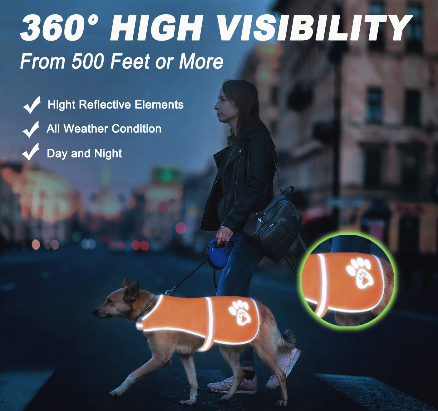 SPOFLY Reflective Safety Vest, High Visibility Keep Dogs Visible Outdoor Activity Day and Night, Hunting and Walking, Jacket for Small, Medium and Large Dogs (Blaze Orange, L)