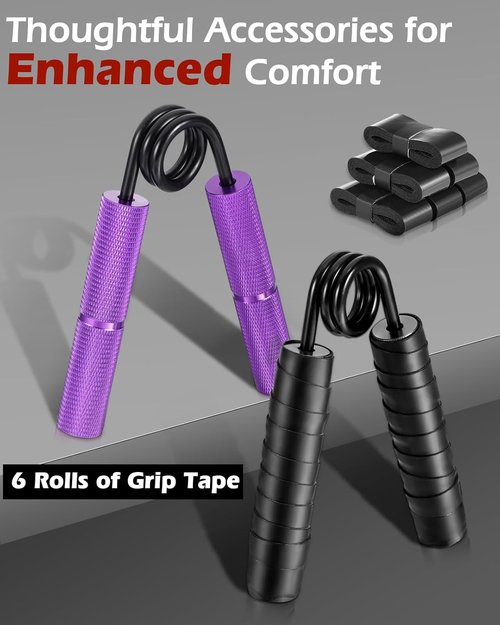Hozzen Grip Strength Trainer - 6 Pack Hand Grip Set (50-350LB) | No-Slip Forearm Strengthener for Exercise & Recovery