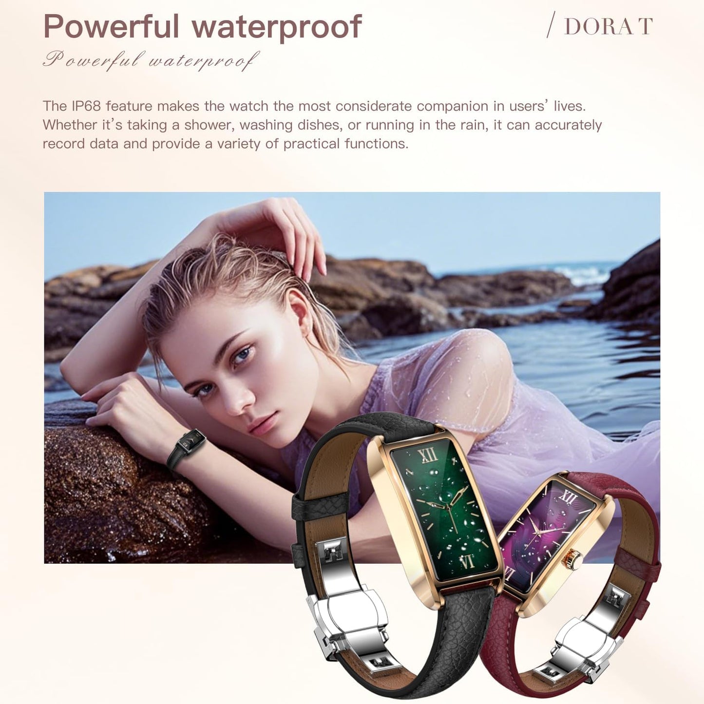 CNBRO Fitness Tracker for Women Ladies Fitness Watch Dressy Leather Strap Alloy Case Luxury Fashion Heart Rate Monitor Sleep Tracker Pedometer Step Counter Waterproof Elegant Smart Watches for Womens