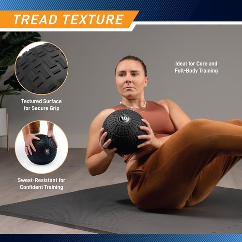 Marcy 15 lb Slam Ball Dead Weight, Sand-Filled Medicine Ball with Durable PVC Shell & Textured Grip – Non-Bounce Workout Ball for Slams, Tosses, Core & Full Body Training MCSB-015