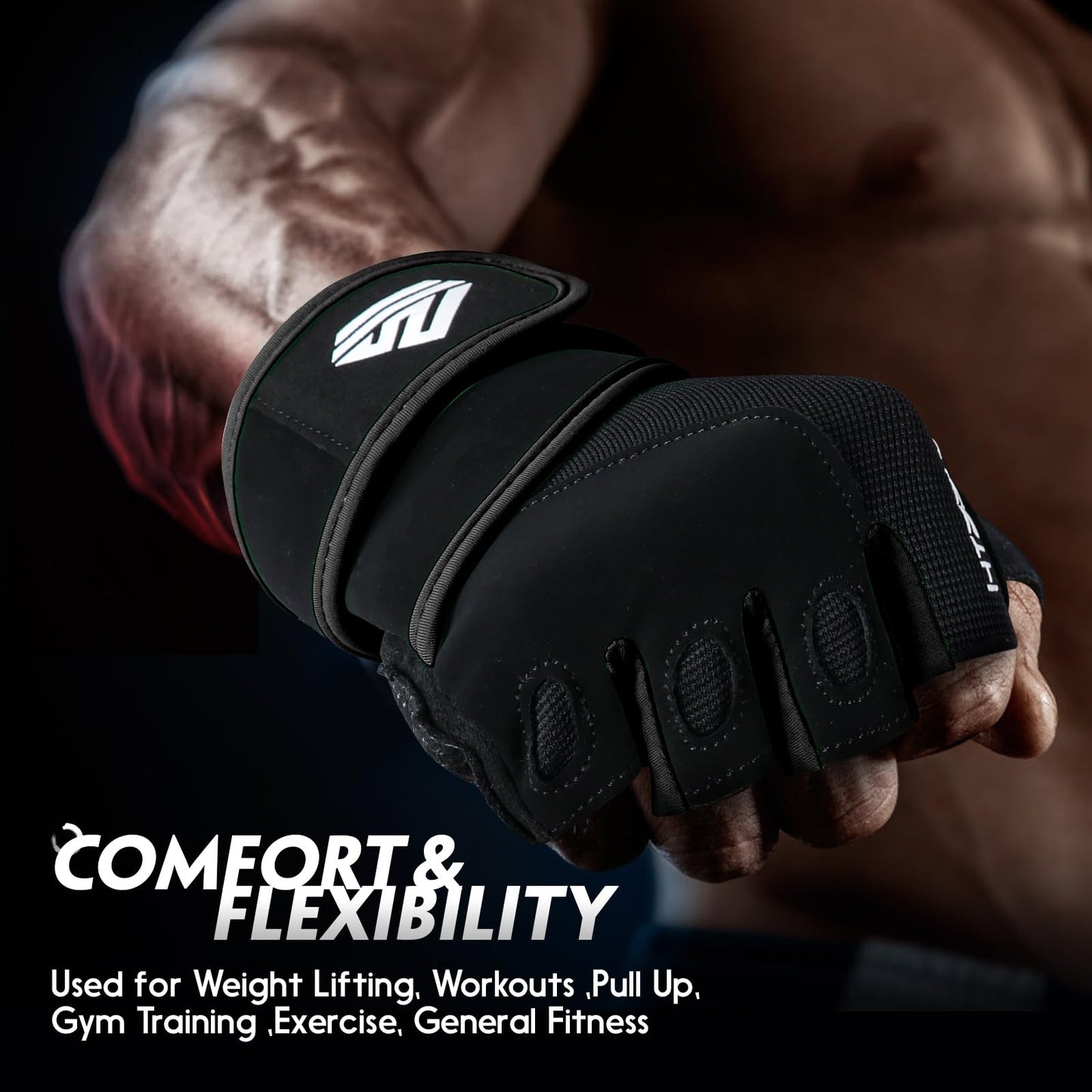 HTZPLOO Workout Gloves Gym Gloves Weight Lifting Gloves for Men Women with Full Palm Pad,Strong Wrist Wraps Support,Enhanced Grip,for Fitness,Training,Weightlifting,Exercise