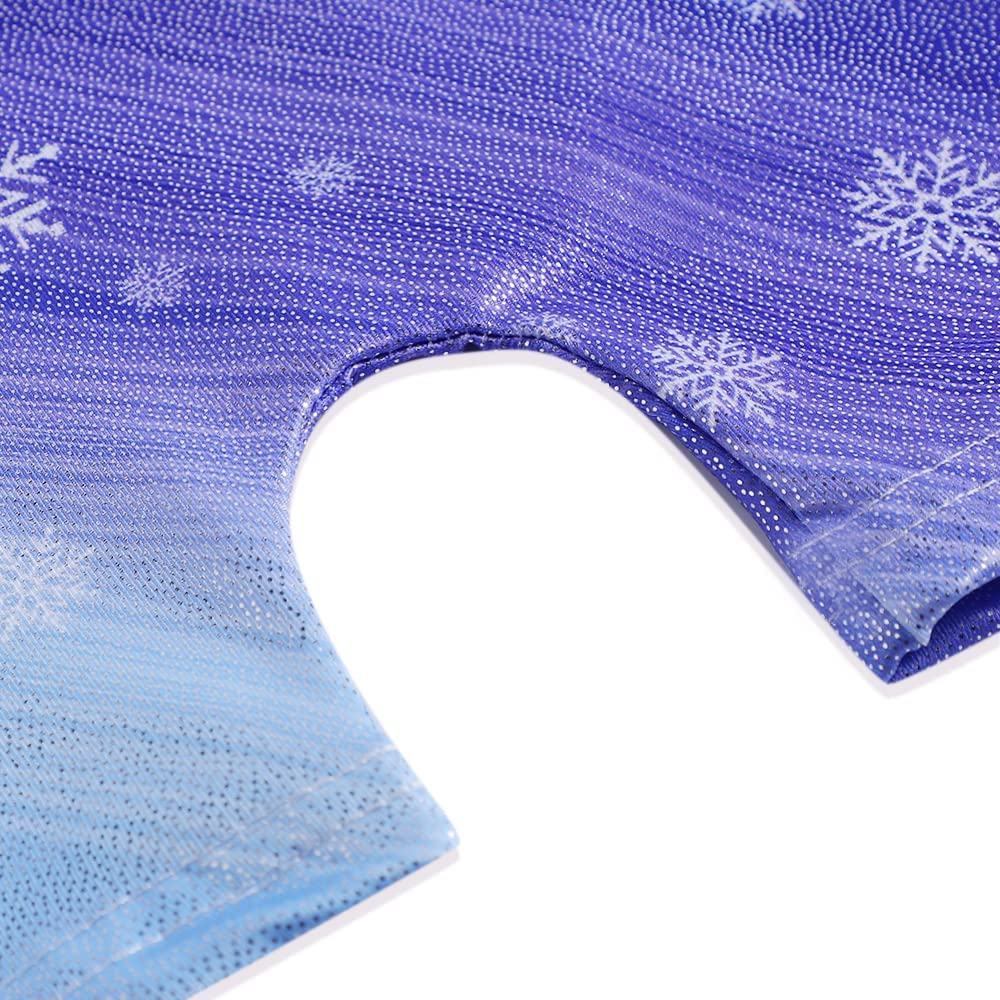 Leotards for Girls Gymnastics Unicorn Athletic Dance Wear Shiny Rainbow Blue Hotpink (Purple Snowflake, 4-5T)