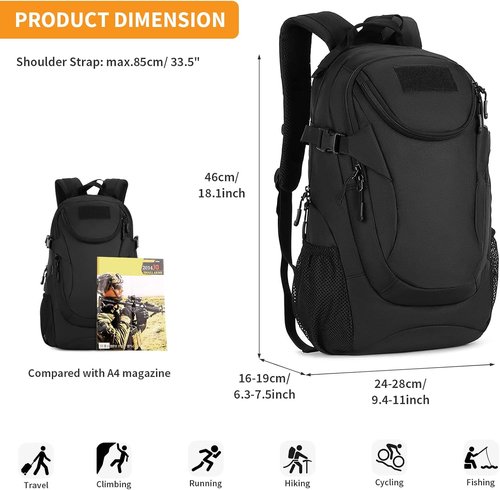 HUNTVP 25L Tactical Backpack - Military Assault Pack with Water-Resistant Design | Durable Rucksack