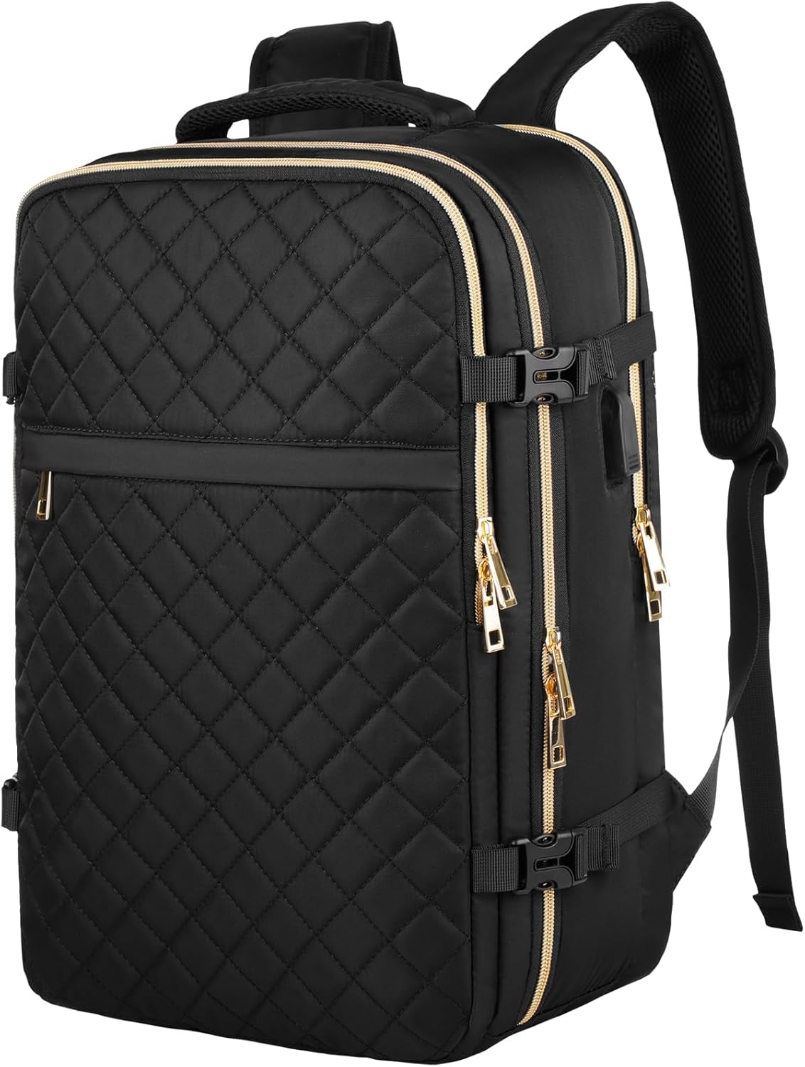 MOMUVO Travel Backpack - Airline Approved Carry-On for Women | 15.6" Laptop, USB Charging, Black
