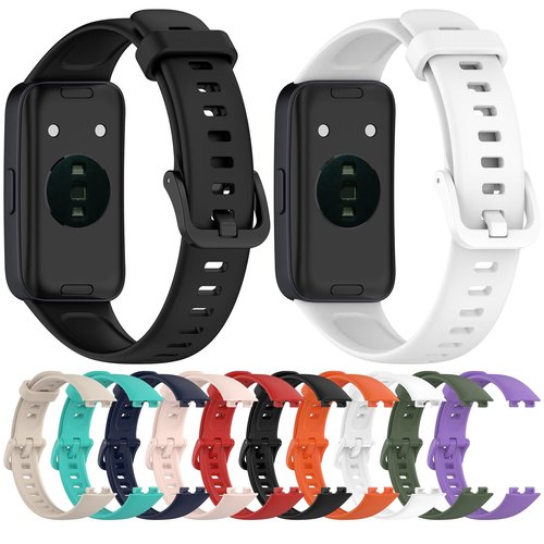 E ECSEM Bands Compatible with Huawei Band 10/9/8 Smartwatch Replacement Silicone Adjustable Bracelet Accessory Strap for Huawei Band 10/9/8 Wristbands W/Metal Buckle (10Colors)
