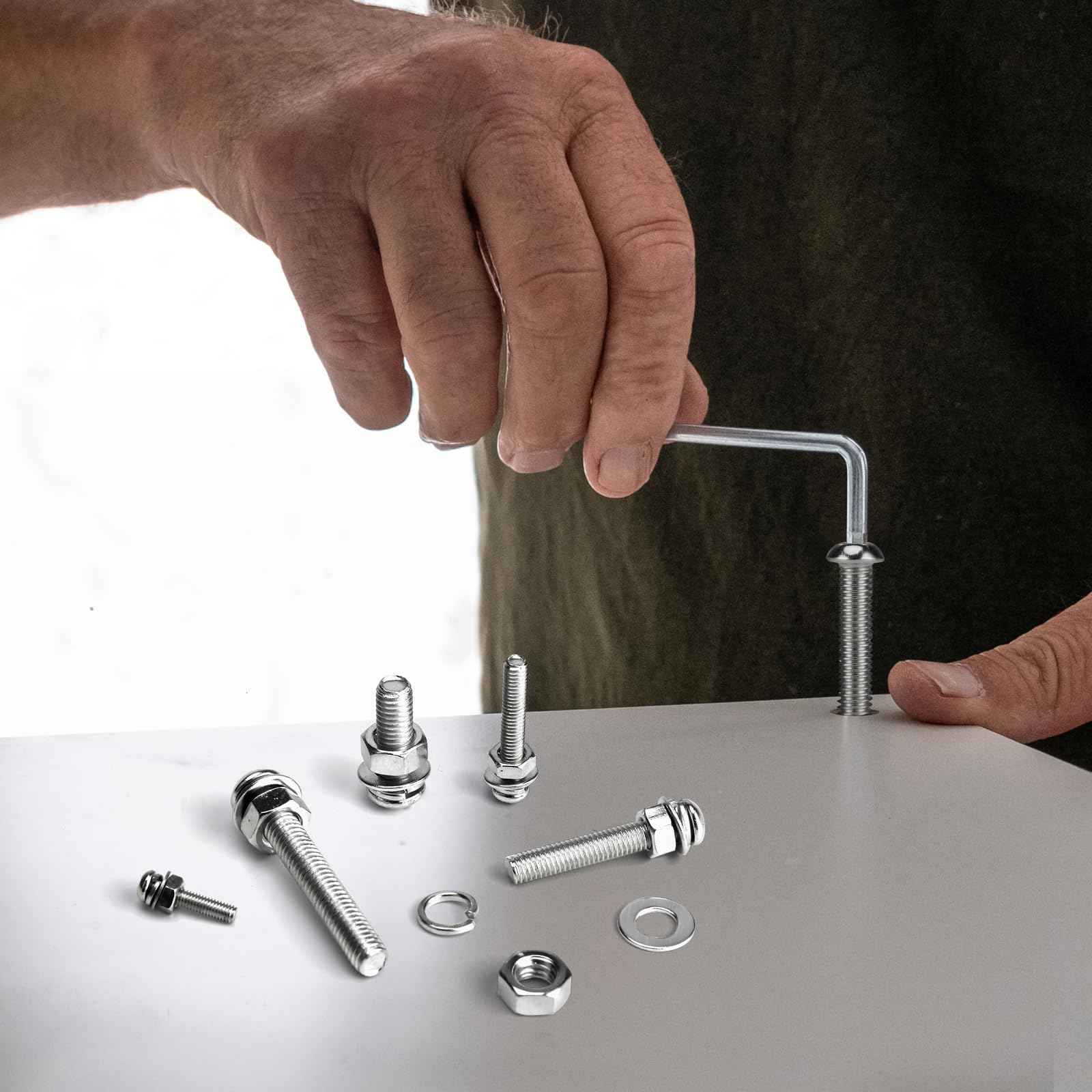 1218 Pcs Screws Bolts and Nuts Assortment Kit with 4 Pcs Screws Wrenches,304 Stainless Steel M3 M4 M5 M6 Metric Machine Screws Nuts Flat Washers and Lock Washer Kit, Anti Rust Screws Set