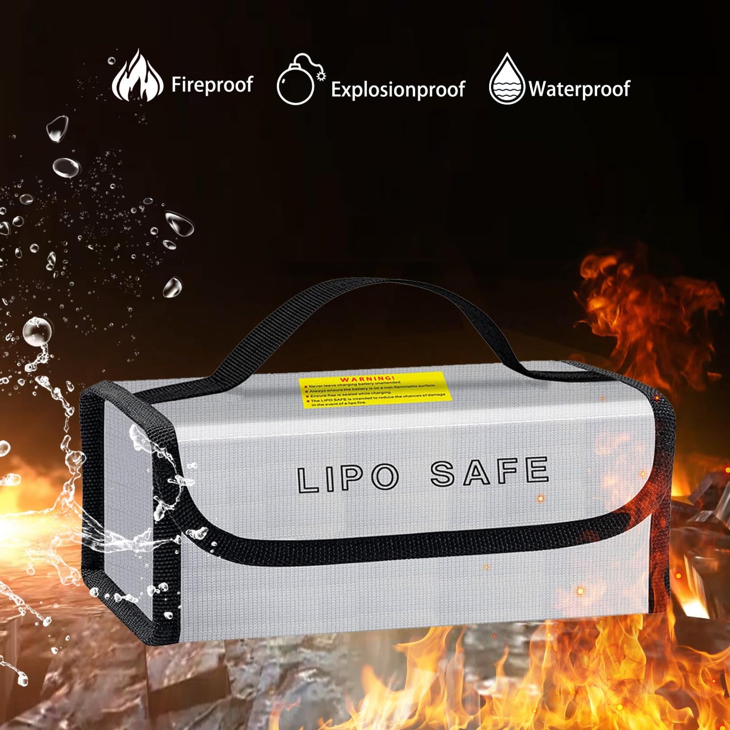 Jehaseg Lipo Battery Safe Bag Fireproof Bag for Lipo Battery Storage Charging Transport,Home Travel Office Safe Storage Pouch (230 * 80 * 100mm+185 * 75 * 60mm)