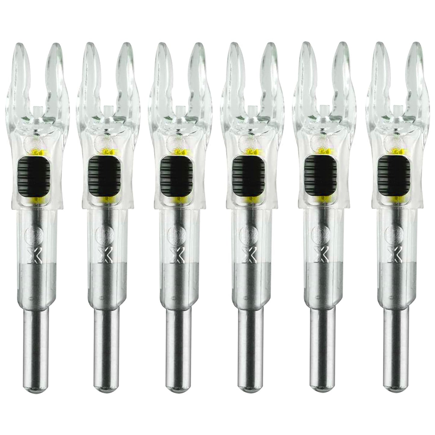 KEAUP 6PCS X Lighted Nocks for Arrows with .204 .233 .244 .246 Inside Diameter with H, S, GT Bushings High-Visibility LED Arrow Nocks, ON/Off Switch Included