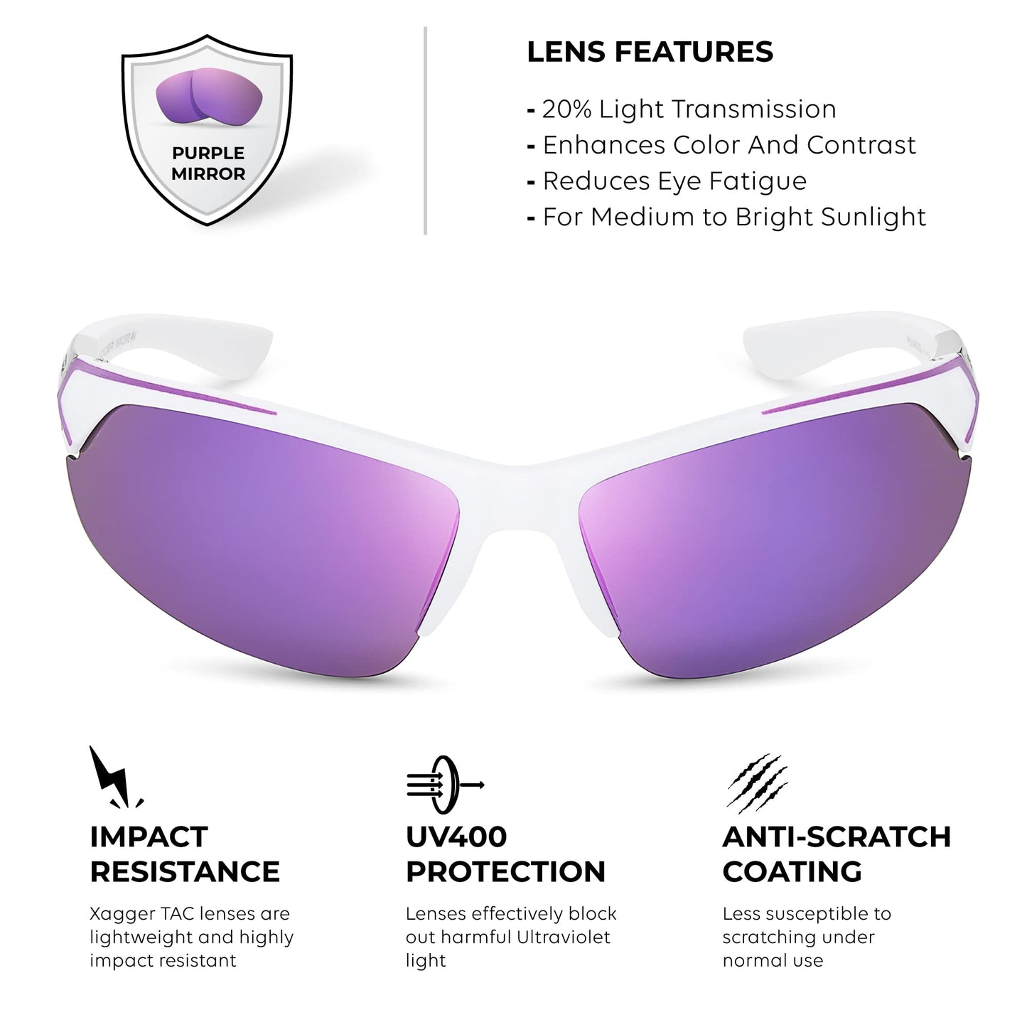 Xagger Polarized Sport Sunglasses for Men Women Wrap Around UV400 Running Baseball Softball Cycling Golf Hiking Fishing Driving Glasses