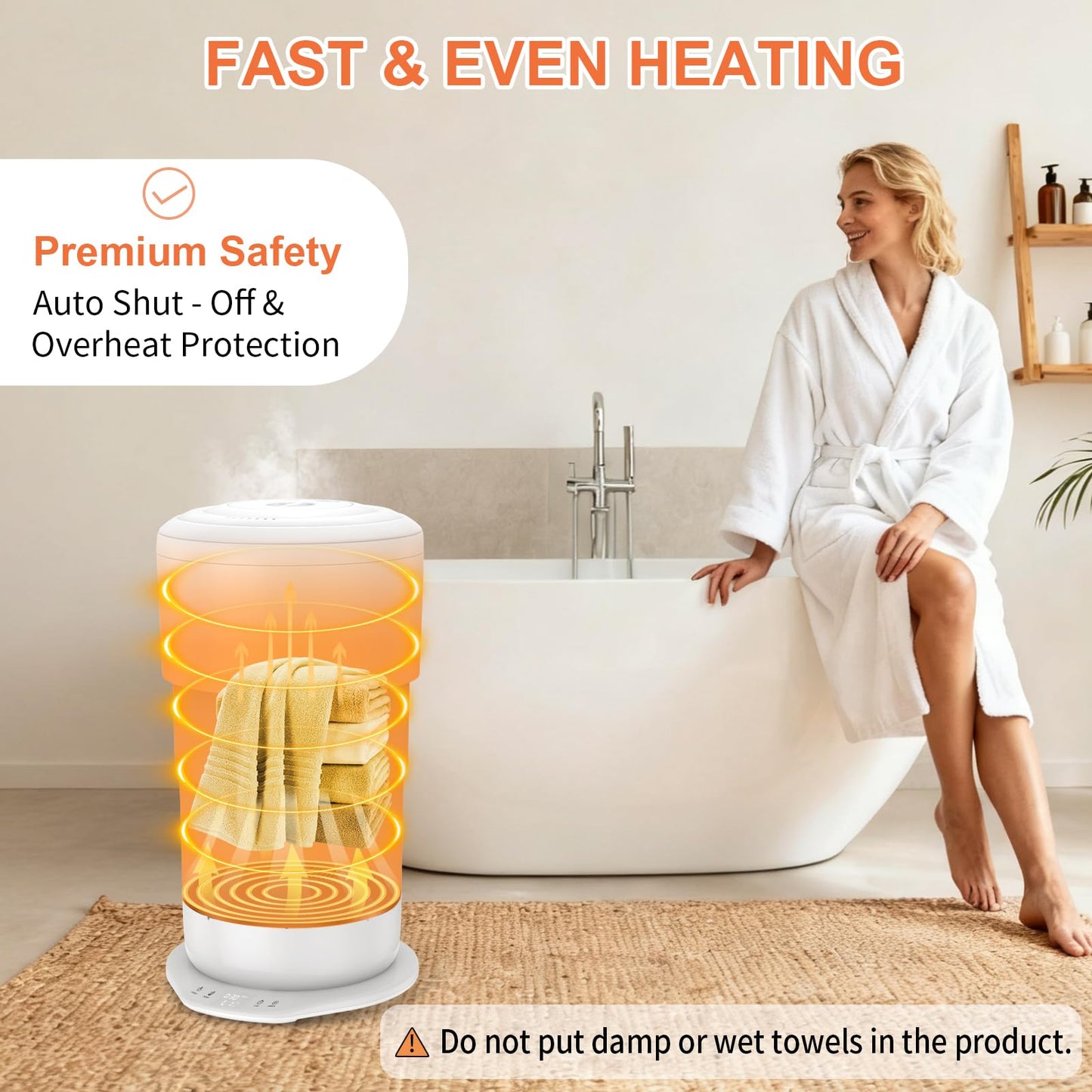 ladate 25L Foldable Towel Warmer Bucket, 212℉ Fast Heated Towel Warmers for Bathroom, Offers Custom Fragrance & Ambient Light for Home Spa, Auto Shut-Off, 3 Timers, Fits 2 Towels, Blanket, Bathrobe