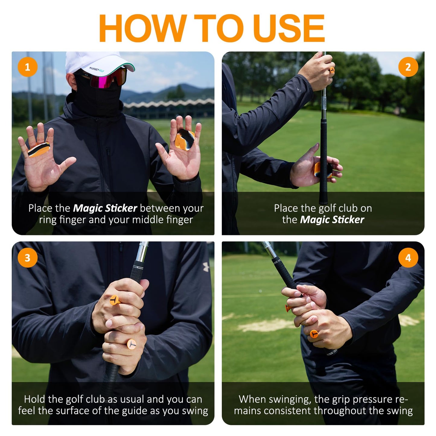 Golf T-Shape Grip Training Aids with Storage Bag Golf Swing Trainer Posture Correct Tool Golf Club Griping Training Pad for Outdoor Indoor Golfer Sports Soft Griping Club Trainer